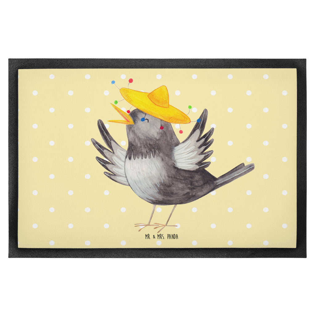 Fußmatte Rabe mit Sombrero Türvorleger, Schmutzmatte, Fußabtreter, Matte, Schmutzfänger, Fußabstreifer, Schmutzfangmatte, Türmatte, Motivfußmatte, Haustürmatte, Vorleger, Tiermotive, Gute Laune, lustige Sprüche, Tiere, Rabe, Vogel, Vögel, Spruch positiv, fröhlich sein, glücklich sein, Glück Spruch, froh, Elster, Motivation