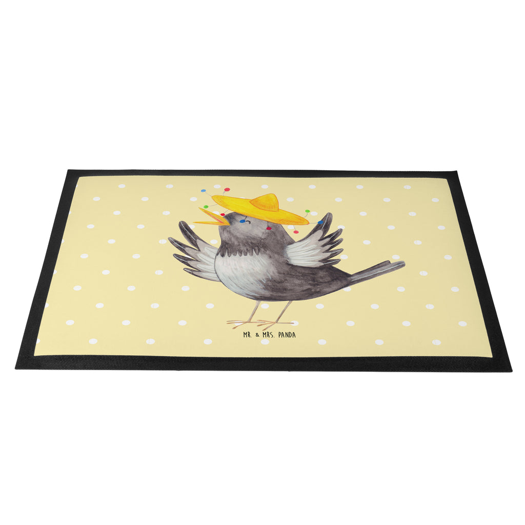 Fußmatte Rabe mit Sombrero Türvorleger, Schmutzmatte, Fußabtreter, Matte, Schmutzfänger, Fußabstreifer, Schmutzfangmatte, Türmatte, Motivfußmatte, Haustürmatte, Vorleger, Tiermotive, Gute Laune, lustige Sprüche, Tiere, Rabe, Vogel, Vögel, Spruch positiv, fröhlich sein, glücklich sein, Glück Spruch, froh, Elster, Motivation