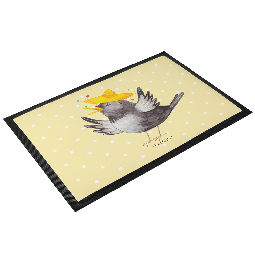 Fußmatte Rabe mit Sombrero Türvorleger, Schmutzmatte, Fußabtreter, Matte, Schmutzfänger, Fußabstreifer, Schmutzfangmatte, Türmatte, Motivfußmatte, Haustürmatte, Vorleger, Tiermotive, Gute Laune, lustige Sprüche, Tiere, Rabe, Vogel, Vögel, Spruch positiv, fröhlich sein, glücklich sein, Glück Spruch, froh, Elster, Motivation