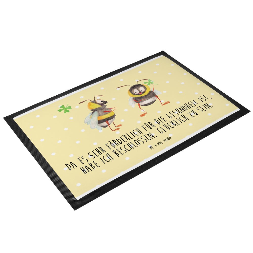 Fußmatte Hummeln mit Kleeblatt Hummel, Biene, Spruch positiv, Biene Deko, Spruch schön, glücklich sein, glücklich werden, Spruch fröhlich Türvorleger, Schmutzmatte, Fußabtreter, Matte, Schmutzfänger, Fußabstreifer, Schmutzfangmatte, Türmatte, Motivfußmatte,  Haustürmatte, Vorleger  süße Tiermotive, gute Laune, lustige Sprüche, Tiere