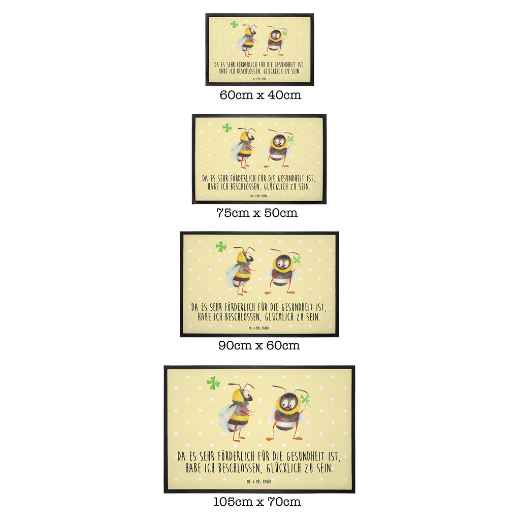 Fußmatte Hummeln mit Kleeblatt Hummel, Biene, Spruch positiv, Biene Deko, Spruch schön, glücklich sein, glücklich werden, Spruch fröhlich Türvorleger, Schmutzmatte, Fußabtreter, Matte, Schmutzfänger, Fußabstreifer, Schmutzfangmatte, Türmatte, Motivfußmatte,  Haustürmatte, Vorleger  süße Tiermotive, gute Laune, lustige Sprüche, Tiere