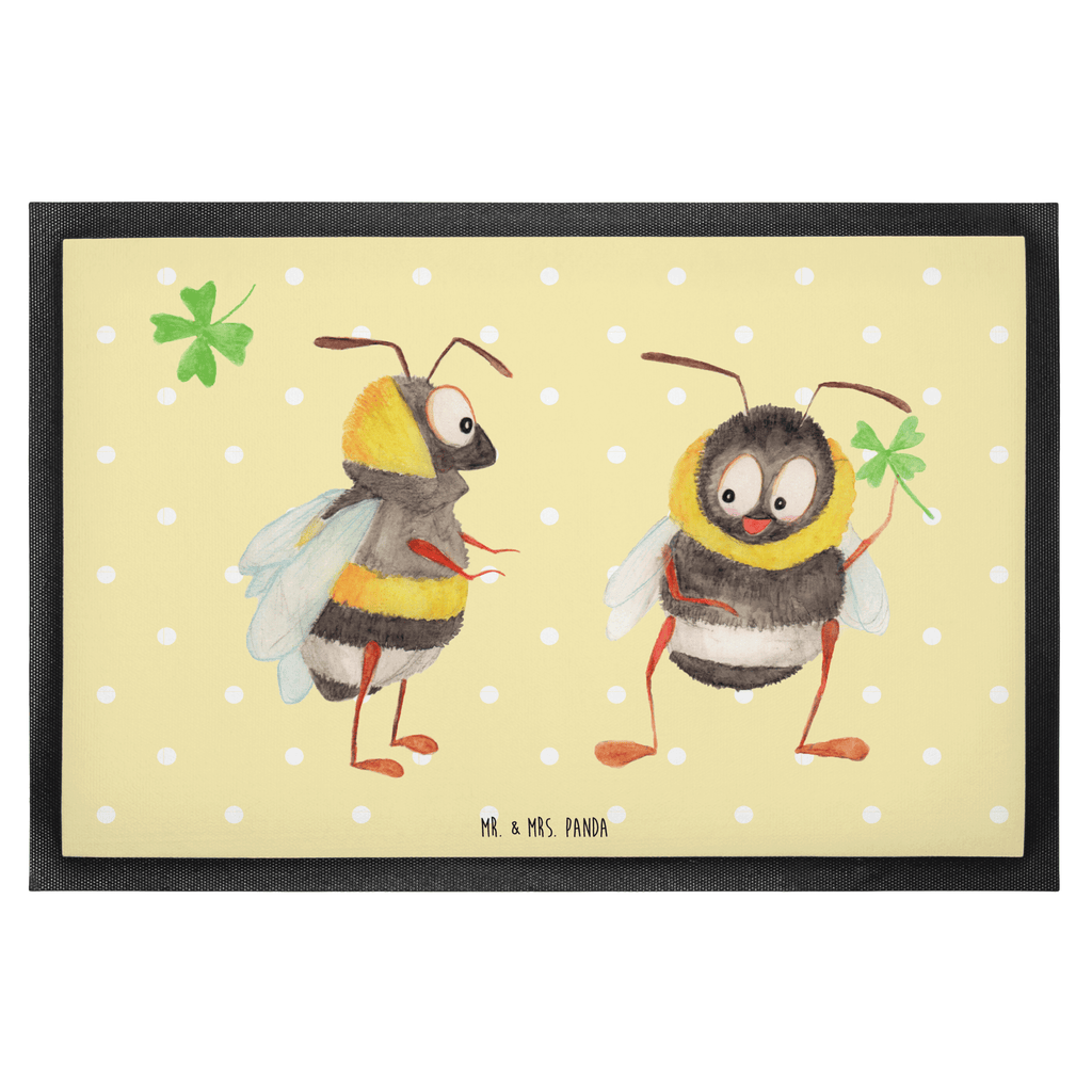 Fußmatte Hummeln mit Kleeblatt Hummel, Biene, Spruch positiv, Biene Deko, Spruch schön, glücklich sein, glücklich werden, Spruch fröhlich Türvorleger, Schmutzmatte, Fußabtreter, Matte, Schmutzfänger, Fußabstreifer, Schmutzfangmatte, Türmatte, Motivfußmatte,  Haustürmatte, Vorleger  süße Tiermotive, gute Laune, lustige Sprüche, Tiere