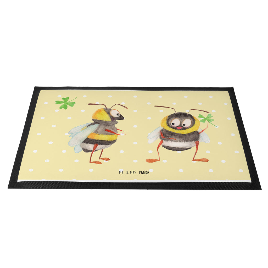 Fußmatte Hummeln mit Kleeblatt Hummel, Biene, Spruch positiv, Biene Deko, Spruch schön, glücklich sein, glücklich werden, Spruch fröhlich Türvorleger, Schmutzmatte, Fußabtreter, Matte, Schmutzfänger, Fußabstreifer, Schmutzfangmatte, Türmatte, Motivfußmatte,  Haustürmatte, Vorleger  süße Tiermotive, gute Laune, lustige Sprüche, Tiere