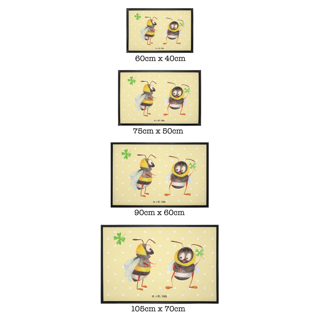 Fußmatte Hummeln mit Kleeblatt Hummel, Biene, Spruch positiv, Biene Deko, Spruch schön, glücklich sein, glücklich werden, Spruch fröhlich Türvorleger, Schmutzmatte, Fußabtreter, Matte, Schmutzfänger, Fußabstreifer, Schmutzfangmatte, Türmatte, Motivfußmatte,  Haustürmatte, Vorleger  süße Tiermotive, gute Laune, lustige Sprüche, Tiere