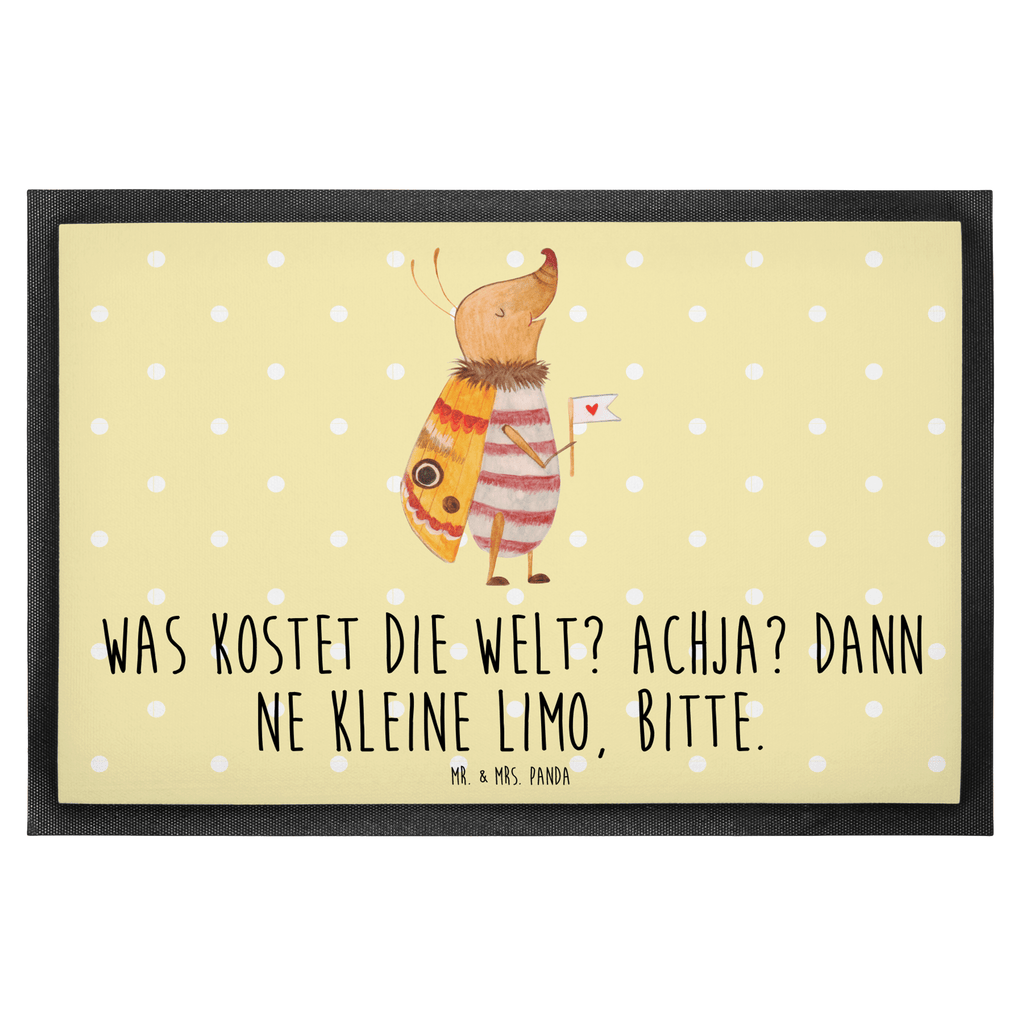 Fußmatte Nachtfalter mit Fähnchen Nachtfalter, Käfer, Spruch lustig, Spruch witzig, süß, niedlich, Küche Deko, Was kostet die Welt Türvorleger, Schmutzmatte, Fußabtreter, Matte, Schmutzfänger, Fußabstreifer, Schmutzfangmatte, Türmatte, Motivfußmatte,  Haustürmatte, Vorleger  süße Tiermotive, gute Laune, lustige Sprüche, Tiere