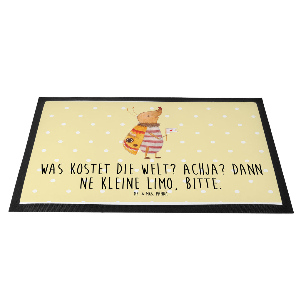 Fußmatte Nachtfalter mit Fähnchen Nachtfalter, Käfer, Spruch lustig, Spruch witzig, süß, niedlich, Küche Deko, Was kostet die Welt Türvorleger, Schmutzmatte, Fußabtreter, Matte, Schmutzfänger, Fußabstreifer, Schmutzfangmatte, Türmatte, Motivfußmatte,  Haustürmatte, Vorleger  süße Tiermotive, gute Laune, lustige Sprüche, Tiere