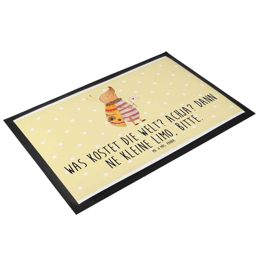 Fußmatte Nachtfalter mit Fähnchen Nachtfalter, Käfer, Spruch lustig, Spruch witzig, süß, niedlich, Küche Deko, Was kostet die Welt Türvorleger, Schmutzmatte, Fußabtreter, Matte, Schmutzfänger, Fußabstreifer, Schmutzfangmatte, Türmatte, Motivfußmatte,  Haustürmatte, Vorleger  süße Tiermotive, gute Laune, lustige Sprüche, Tiere