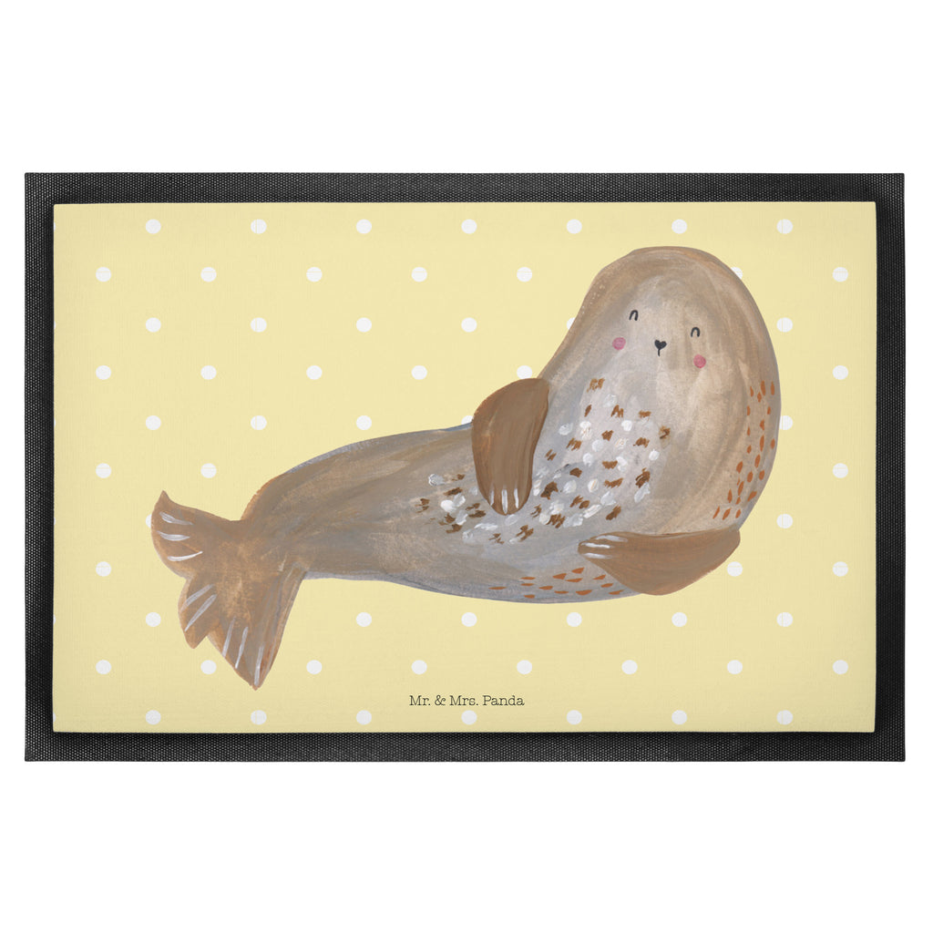 Fußmatte Robbe lachend Robbe, Robben, Seehund, Strand, Meerestier, Ostsee, Nordsee Türvorleger, Schmutzmatte, Fußabtreter, Matte, Schmutzfänger, Fußabstreifer, Schmutzfangmatte, Türmatte, Motivfußmatte,  Haustürmatte, Vorleger  süße Tiermotive, gute Laune, lustige Sprüche, Tiere