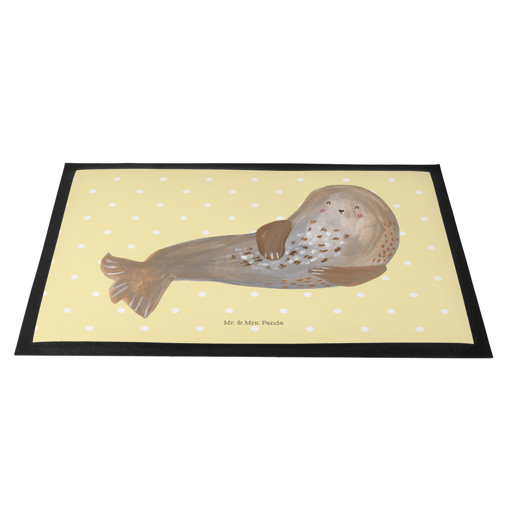 Fußmatte Robbe lachend Robbe, Robben, Seehund, Strand, Meerestier, Ostsee, Nordsee Türvorleger, Schmutzmatte, Fußabtreter, Matte, Schmutzfänger, Fußabstreifer, Schmutzfangmatte, Türmatte, Motivfußmatte,  Haustürmatte, Vorleger  süße Tiermotive, gute Laune, lustige Sprüche, Tiere