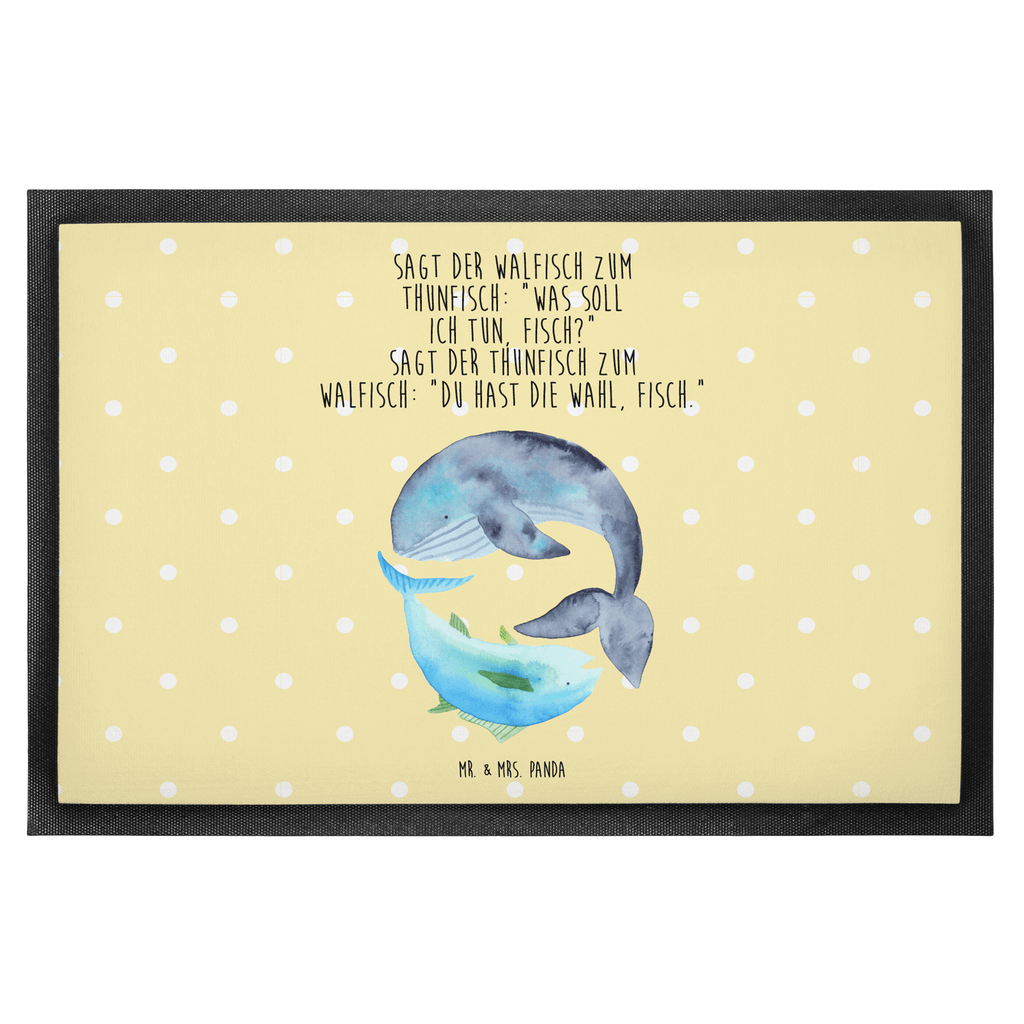 Fußmatte Walfisch & Thunfisch Wal, Wahl, Tunfisch, Wortwitz lustig, Spruch lustig, Flachwitz, Witz, Spruch des Tages, Flachwitz Geschenk   Türvorleger, Schmutzmatte, Fußabtreter, Matte, Schmutzfänger, Fußabstreifer, Schmutzfangmatte, Türmatte, Motivfußmatte,  Haustürmatte, Vorleger  süße Tiermotive, gute Laune, lustige Sprüche, Tiere