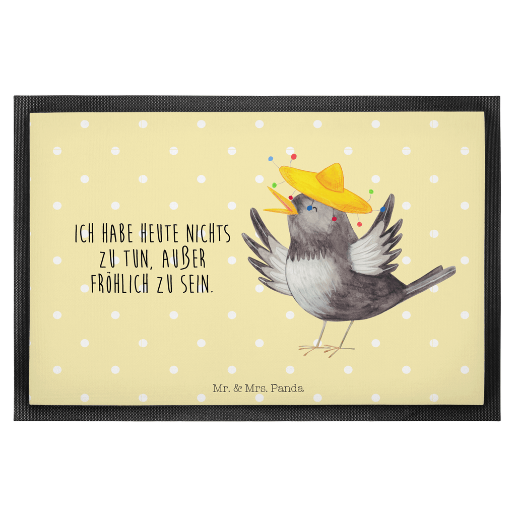 Fußmatte Rabe mit Sombrero Türvorleger, Schmutzmatte, Fußabtreter, Matte, Schmutzfänger, Fußabstreifer, Schmutzfangmatte, Türmatte, Motivfußmatte, Haustürmatte, Vorleger, Tiermotive, Gute Laune, lustige Sprüche, Tiere, Rabe, Vogel, Vögel, Spruch positiv, fröhlich sein, glücklich sein, Glück Spruch, froh, Elster, Motivation