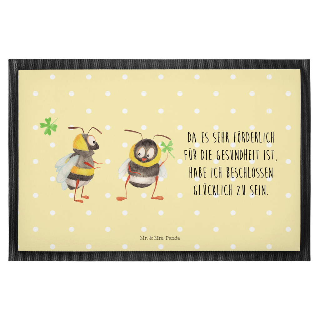 Fußmatte Hummeln mit Kleeblatt Hummel, Biene, Spruch positiv, Biene Deko, Spruch schön, glücklich sein, glücklich werden, Spruch fröhlich Türvorleger, Schmutzmatte, Fußabtreter, Matte, Schmutzfänger, Fußabstreifer, Schmutzfangmatte, Türmatte, Motivfußmatte,  Haustürmatte, Vorleger  süße Tiermotive, gute Laune, lustige Sprüche, Tiere