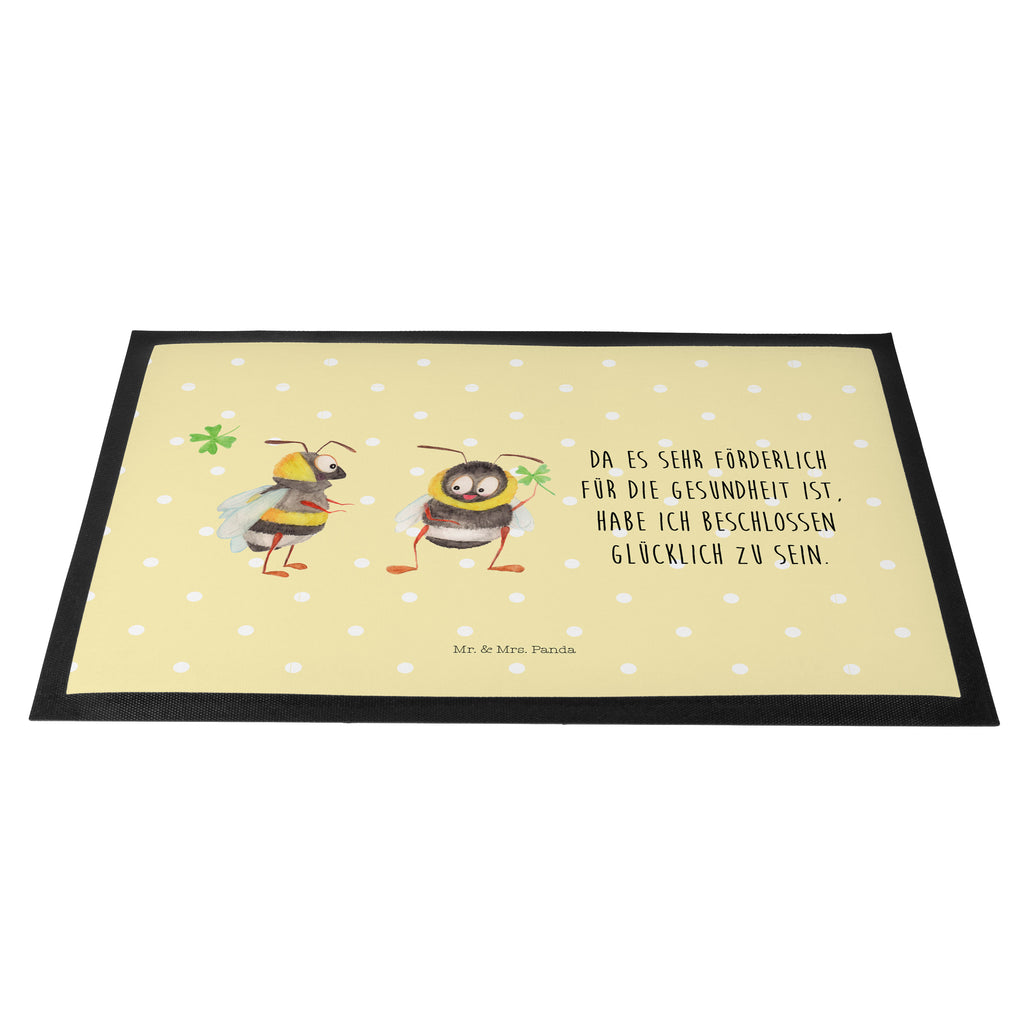 Fußmatte Hummeln mit Kleeblatt Hummel, Biene, Spruch positiv, Biene Deko, Spruch schön, glücklich sein, glücklich werden, Spruch fröhlich Türvorleger, Schmutzmatte, Fußabtreter, Matte, Schmutzfänger, Fußabstreifer, Schmutzfangmatte, Türmatte, Motivfußmatte,  Haustürmatte, Vorleger  süße Tiermotive, gute Laune, lustige Sprüche, Tiere
