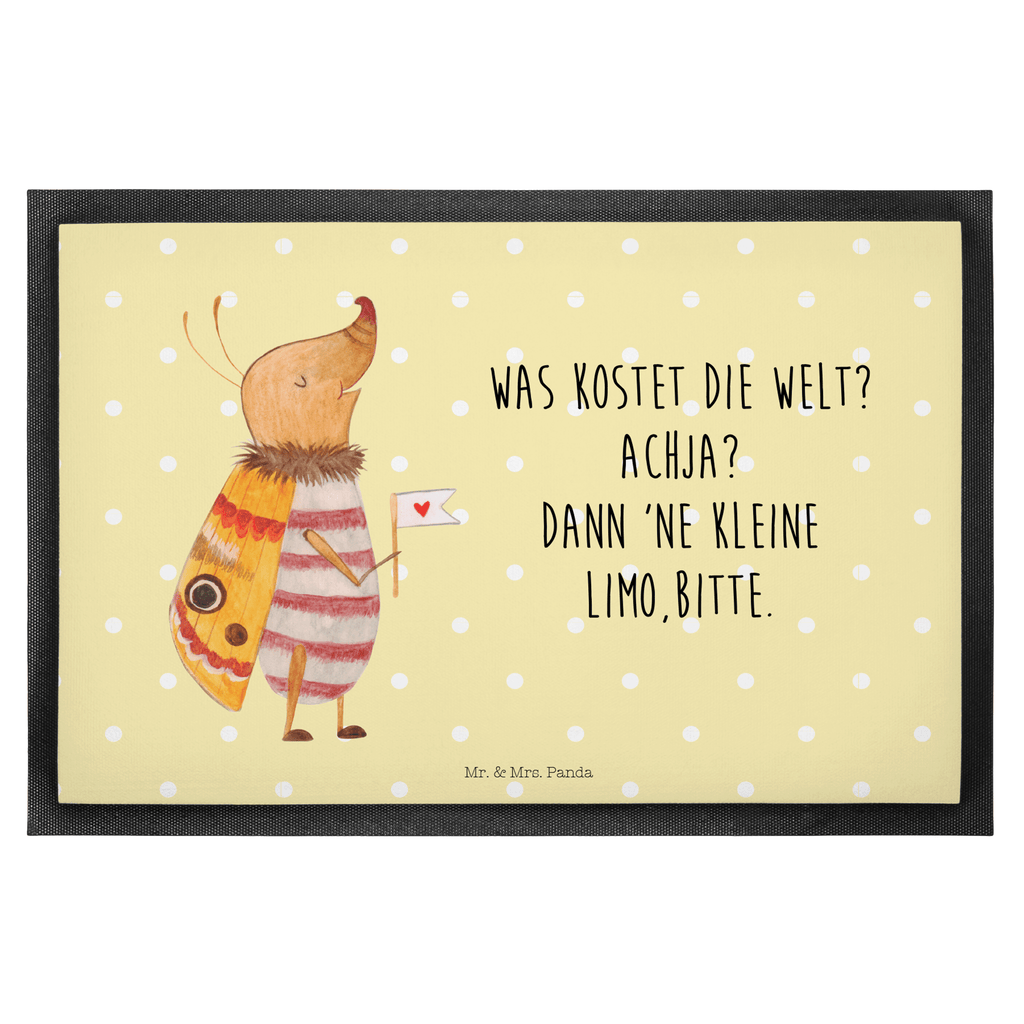 Fußmatte Nachtfalter mit Fähnchen Nachtfalter, Käfer, Spruch lustig, Spruch witzig, süß, niedlich, Küche Deko, Was kostet die Welt Türvorleger, Schmutzmatte, Fußabtreter, Matte, Schmutzfänger, Fußabstreifer, Schmutzfangmatte, Türmatte, Motivfußmatte,  Haustürmatte, Vorleger  süße Tiermotive, gute Laune, lustige Sprüche, Tiere