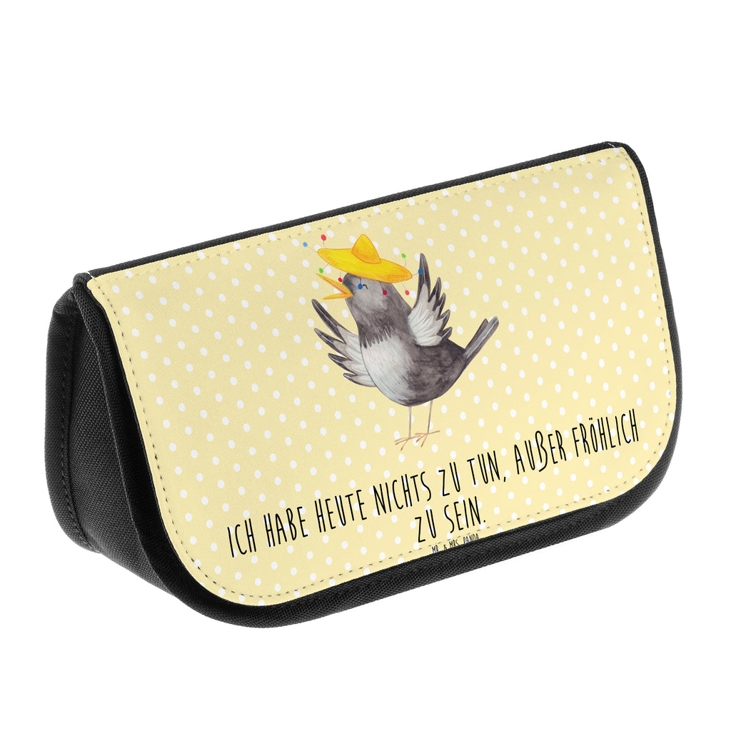 Kosmetiktasche Rabe mit Sombrero Kosmetikbeutel, Kulturtasche, Kulturbeutel, Schminktasche, Make-Up Tasche, Tiermotive, Gute Laune, lustige Sprüche, Tiere, Rabe, Vogel, Vögel, Spruch positiv, fröhlich sein, glücklich sein, Glück Spruch, froh, Elster, Motivation