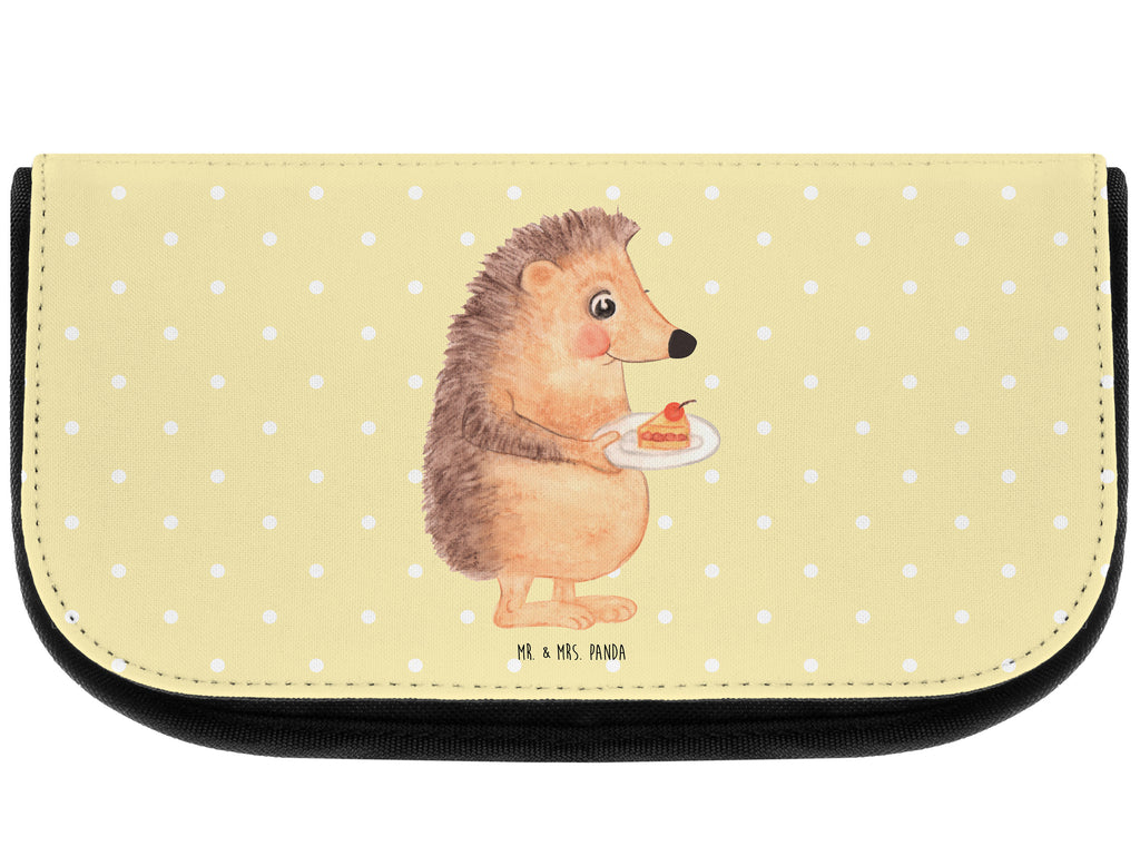 Kosmetiktasche Igel mit Kuchenstück Kosmetikbeutel, Kulturtasche, Kulturbeutel, Schminktasche, Make-Up Tasche, Tiermotive, Gute Laune, lustige Sprüche, Tiere, Igel, Essen Spruch, Kuchen, Backen Geschenk, Kuchen backen, Einladung Party, Geburtstagskuchen, Torte