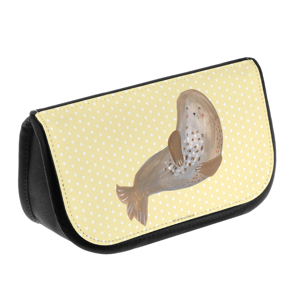 Kosmetiktasche Robbe lachend Kosmetikbeutel, Kulturtasche, Kulturbeutel, Schminktasche, Make-Up Tasche, Tiermotive, Gute Laune, lustige Sprüche, Tiere, Robbe, Robben, Seehund, Strand, Meerestier, Ostsee, Nordsee