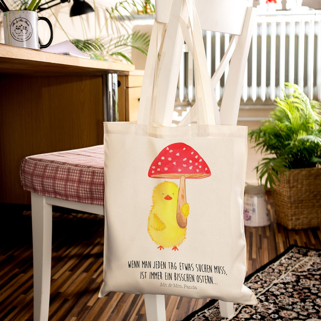 Tragetasche Küken Fliegenpilz Beuteltasche, Beutel, Einkaufstasche, Jutebeutel, Stoffbeutel, Ostern, Osterhase, Ostergeschenke, Osternest, Osterdeko, Geschenk zu Ostern, Küken, Fliegenpilz, Glückspilz, Frohe Ostern, Ostergrüße