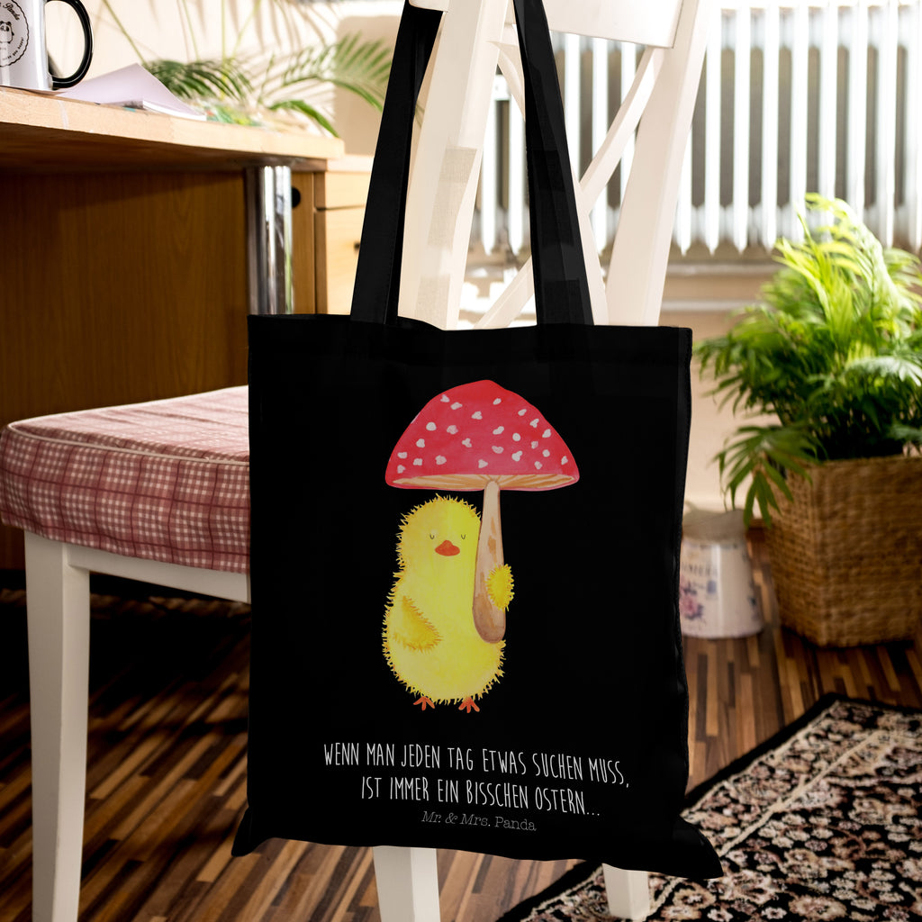 Tragetasche Küken Fliegenpilz Beuteltasche, Beutel, Einkaufstasche, Jutebeutel, Stoffbeutel, Ostern, Osterhase, Ostergeschenke, Osternest, Osterdeko, Geschenk zu Ostern, Küken, Fliegenpilz, Glückspilz, Frohe Ostern, Ostergrüße
