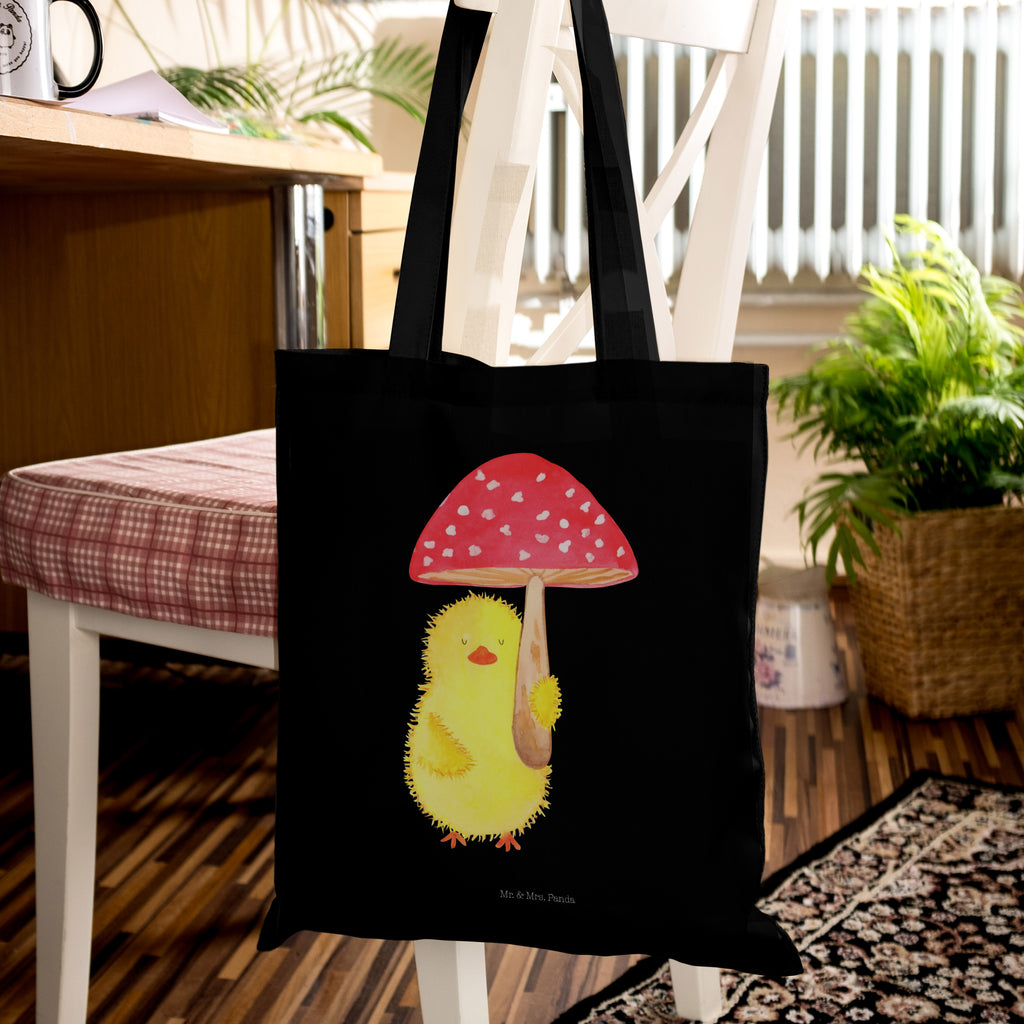 Tragetasche Küken Fliegenpilz Beuteltasche, Beutel, Einkaufstasche, Jutebeutel, Stoffbeutel, Ostern, Osterhase, Ostergeschenke, Osternest, Osterdeko, Geschenk zu Ostern, Küken, Fliegenpilz, Glückspilz, Frohe Ostern, Ostergrüße