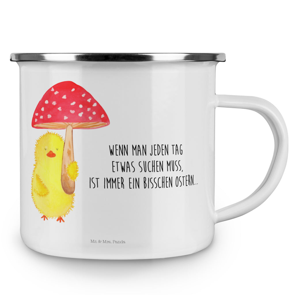 Camping Emaille Tasse Küken Fliegenpilz Campingtasse, Trinkbecher, Metalltasse, Outdoor Tasse, Emaille Trinkbecher, Blechtasse Outdoor, Emaille Campingbecher, Edelstahl Trinkbecher, Metalltasse für Camping, Kaffee Blechtasse, Camping Tasse Metall, Ostern, Osterhase, Ostergeschenke, Osternest, Osterdeko, Geschenk zu Ostern, Küken, Fliegenpilz, Glückspilz, Frohe Ostern, Ostergrüße
