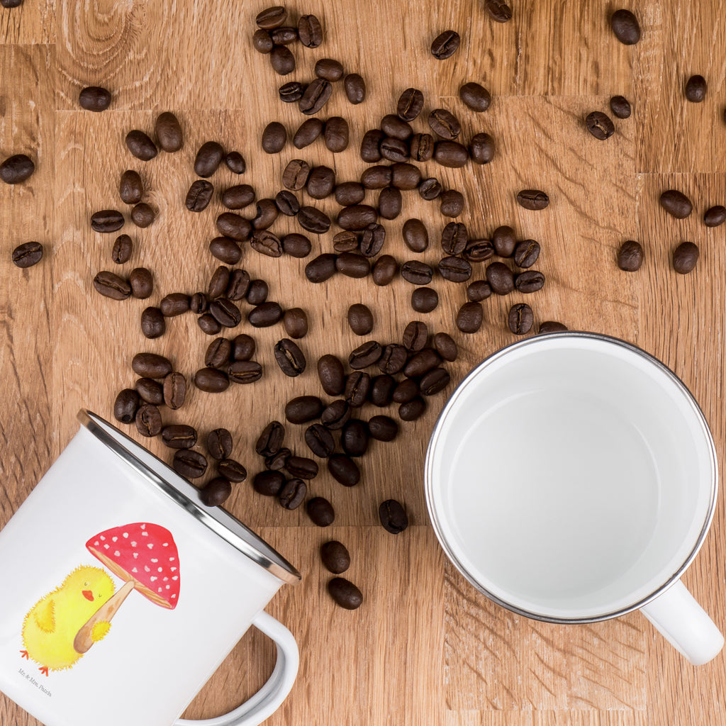 Camping Emaille Tasse Küken Fliegenpilz Campingtasse, Trinkbecher, Metalltasse, Outdoor Tasse, Emaille Trinkbecher, Blechtasse Outdoor, Emaille Campingbecher, Edelstahl Trinkbecher, Metalltasse für Camping, Kaffee Blechtasse, Camping Tasse Metall, Ostern, Osterhase, Ostergeschenke, Osternest, Osterdeko, Geschenk zu Ostern, Küken, Fliegenpilz, Glückspilz, Frohe Ostern, Ostergrüße