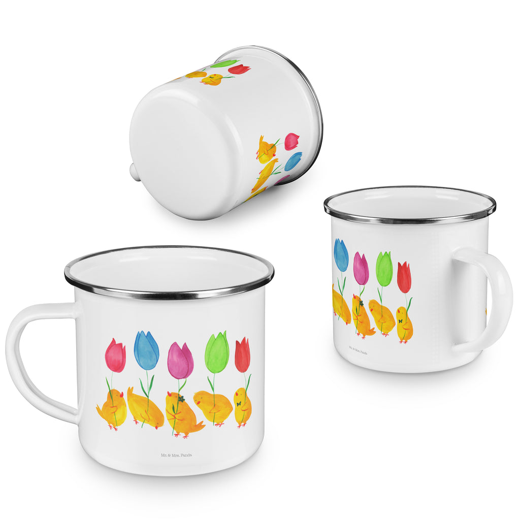 Camping Emaille Tasse Küken Parade Campingtasse, Trinkbecher, Metalltasse, Outdoor Tasse, Emaille Trinkbecher, Blechtasse Outdoor, Emaille Campingbecher, Edelstahl Trinkbecher, Metalltasse für Camping, Kaffee Blechtasse, Camping Tasse Metall, Ostern, Osterhase, Ostergeschenke, Osternest, Osterdeko, Geschenk zu Ostern, Küken, Parade, Tulpen, Frohe Ostern, Ostergrüße, Blumen