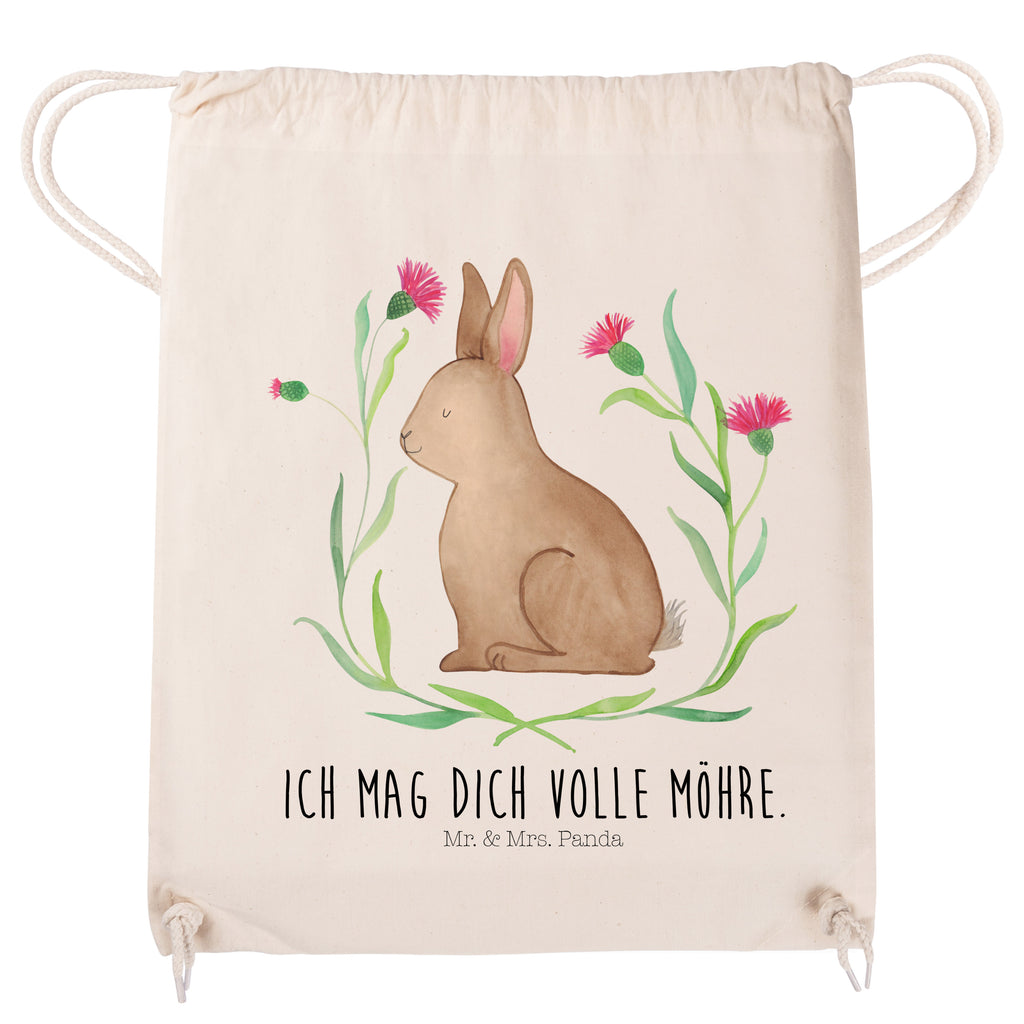 Sportbeutel Hase sitzend Turnbeutel, Beutel, Sporttasche, Tasche, Stoffbeutel, Ostern, Osterhase, Ostergeschenke, Osternest, Osterdeko, Geschenk zu Ostern, Frohe Ostern, Ostergrüße, Osterblume, Liebe, Grüße, Hase, Kaninchen