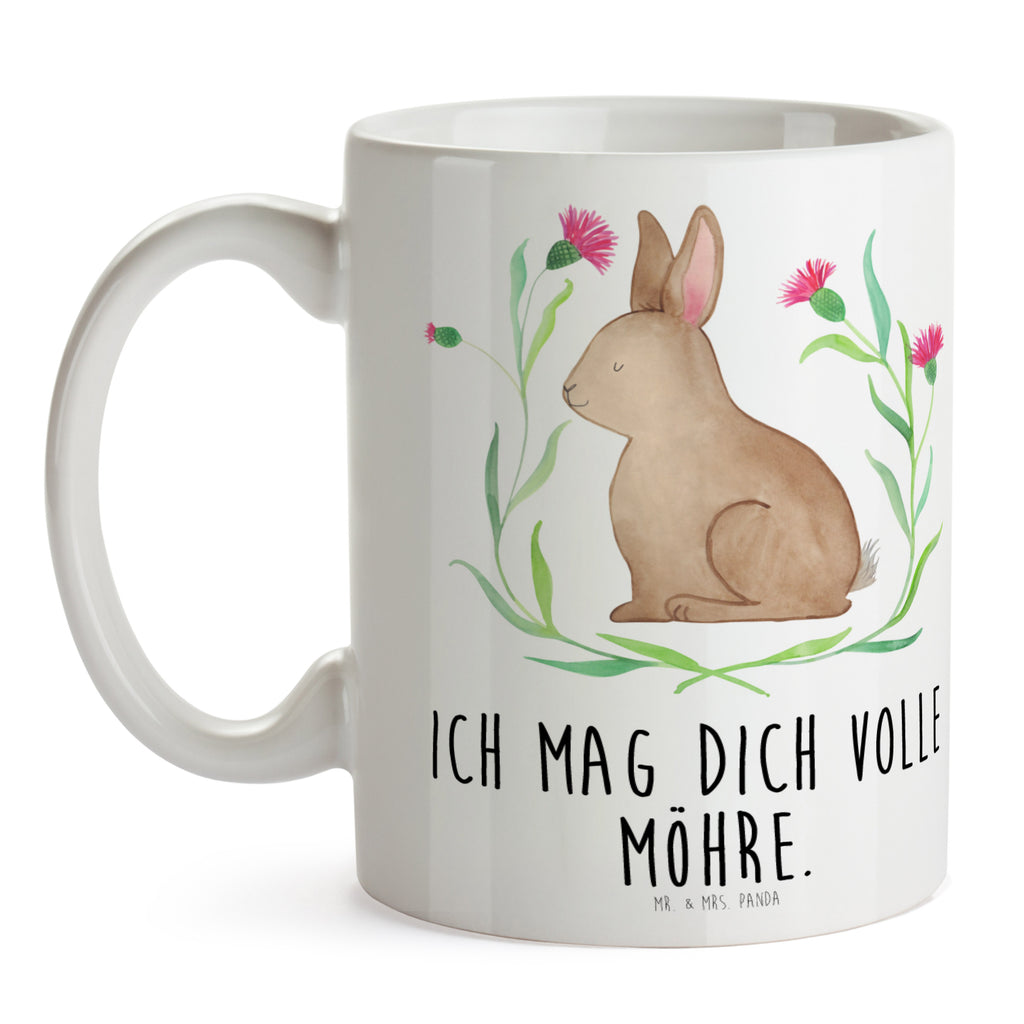 Tasse Hase sitzend Ostern, Frohe Ostern, Ostergrüße, Osterblume, Liebe, Grüße, Osterhase, Hase, Kaninchen Becher, Kaffeetasse, Kaffeebecher, Tee, Frühstück, Büro  Ostern, Osterhase, Ostergeschenke, Osternest, Osterdeko, Geschenk zu Ostern