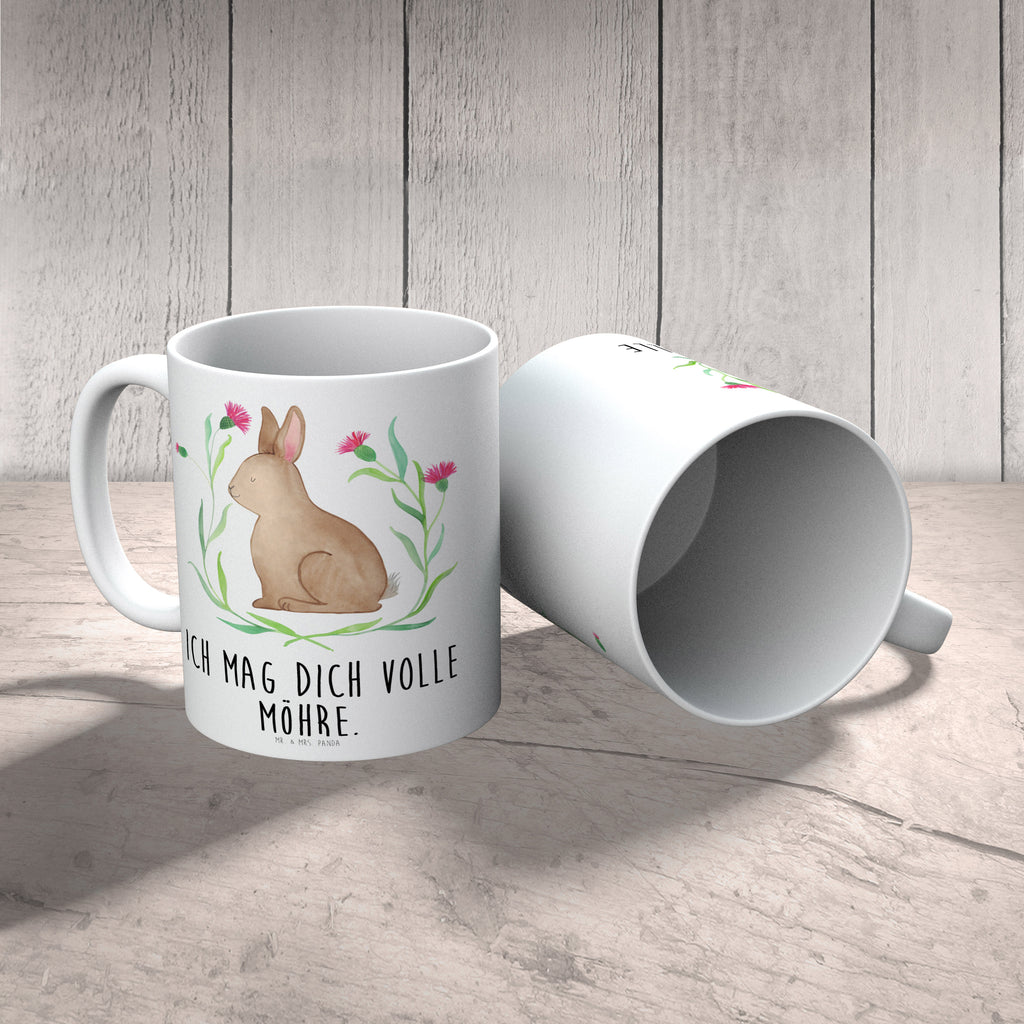 Tasse Hase sitzend Ostern, Frohe Ostern, Ostergrüße, Osterblume, Liebe, Grüße, Osterhase, Hase, Kaninchen Becher, Kaffeetasse, Kaffeebecher, Tee, Frühstück, Büro  Ostern, Osterhase, Ostergeschenke, Osternest, Osterdeko, Geschenk zu Ostern