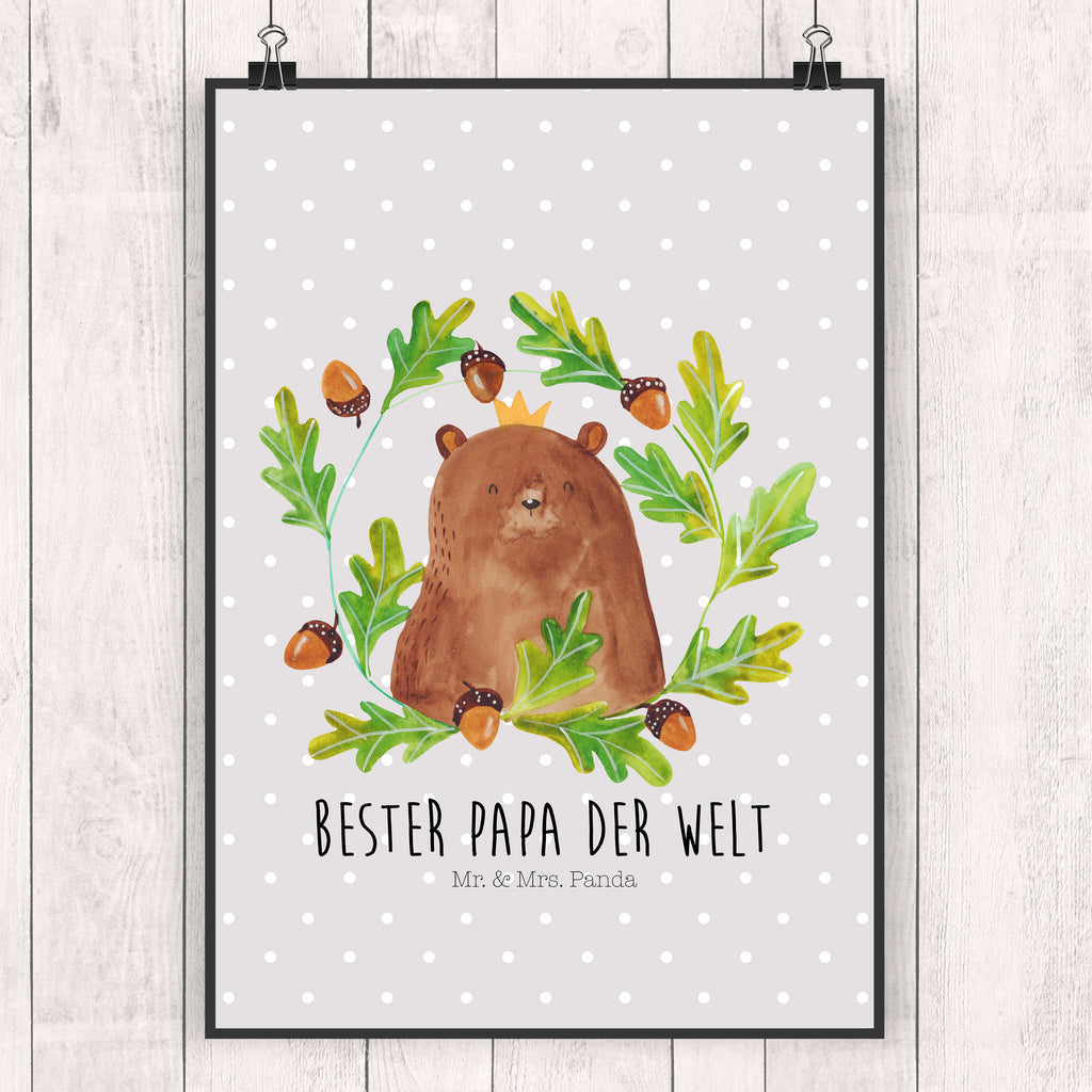 Poster Bär König Poster, Wandposter, Bild, Wanddeko, Küchenposter, Kinderposter, Wanddeko Bild, Raumdekoration, Wanddekoration, Handgemaltes Poster, Mr. & Mrs. Panda Poster, Designposter, Kunstdruck, Posterdruck, Bär, Teddy, Teddybär, Papa, Papa Bär, bester Vater, bester Papa, weltbester Papa, Vatertag, Vater, Dad, Daddy, Papi