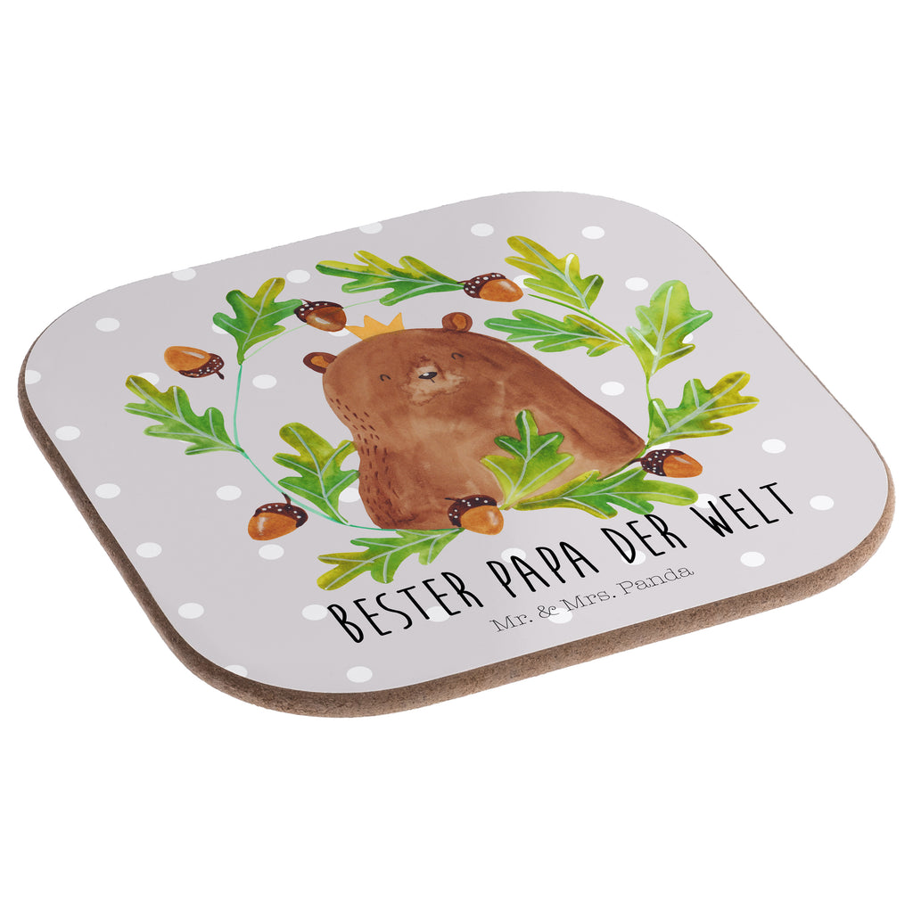 Quadratische Untersetzer Bär König Bierdeckel, Glasuntersetzer, Untersetzer Gläser, Getränkeuntersetzer, Bär, Teddy, Teddybär, Papa, Papa Bär, bester Vater, bester Papa, weltbester Papa, Vatertag, Vater, Dad, Daddy, Papi