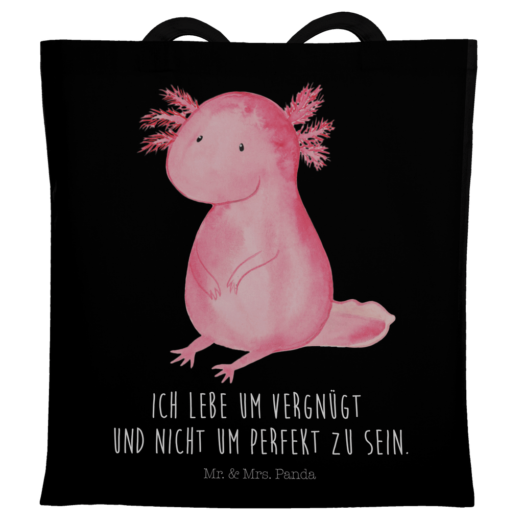 Tragetasche Axolotl Beuteltasche, Beutel, Einkaufstasche, Jutebeutel, Stoffbeutel, Axolotl, Molch, Axolot, vergnügt, fröhlich, zufrieden, Lebensstil, Weisheit, Lebensweisheit, Liebe, Freundin