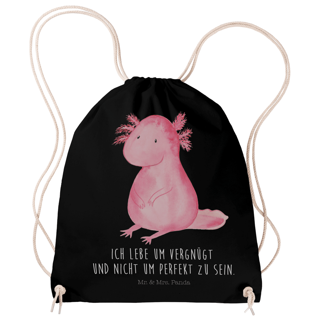 Sportbeutel Axolotl Turnbeutel, Beutel, Sporttasche, Tasche, Stoffbeutel, Axolotl, Molch, Axolot, vergnügt, fröhlich, zufrieden, Lebensstil, Weisheit, Lebensweisheit, Liebe, Freundin
