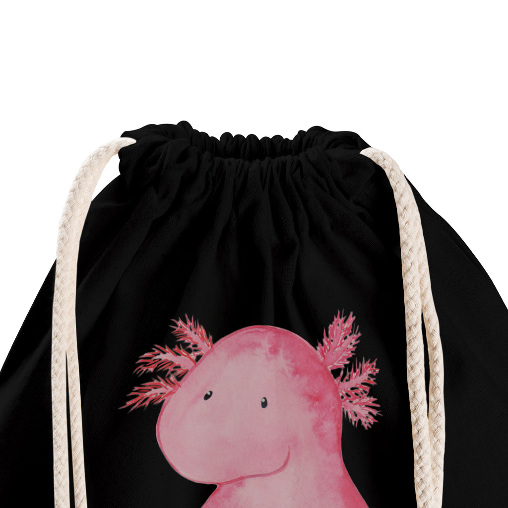 Sportbeutel Axolotl Turnbeutel, Beutel, Sporttasche, Tasche, Stoffbeutel, Axolotl, Molch, Axolot, vergnügt, fröhlich, zufrieden, Lebensstil, Weisheit, Lebensweisheit, Liebe, Freundin