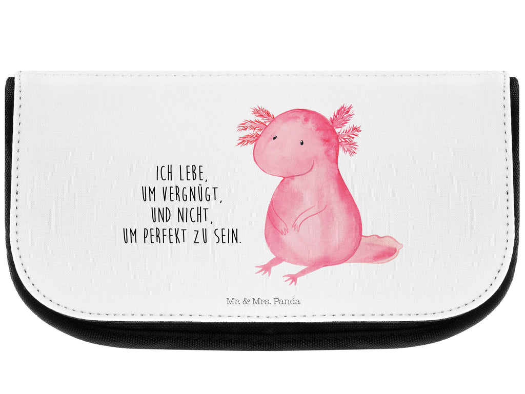 Kosmetiktasche Axolotl Kosmetikbeutel, Kulturtasche, Kulturbeutel, Schminktasche, Make-Up Tasche, Axolotl, Molch, Axolot, vergnügt, fröhlich, zufrieden, Lebensstil, Weisheit, Lebensweisheit, Liebe, Freundin
