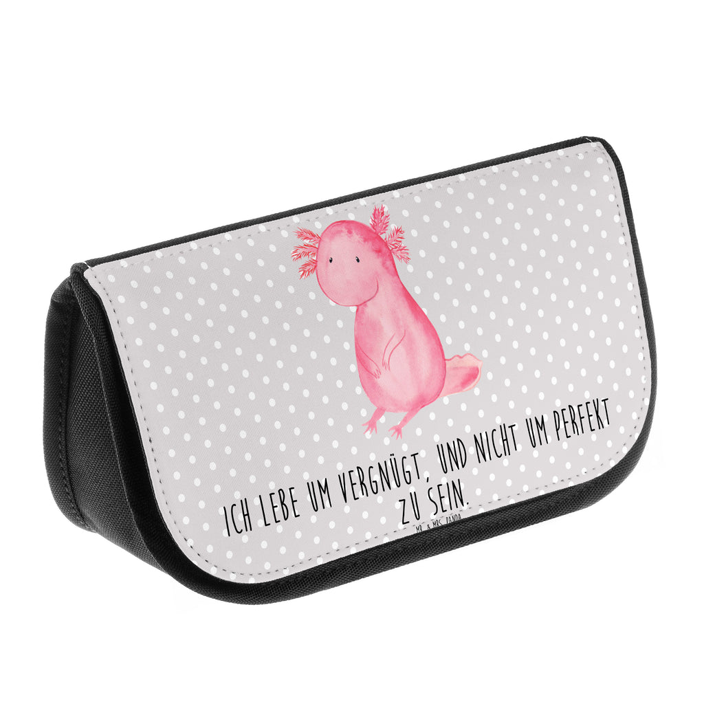 Kosmetiktasche Axolotl Kosmetikbeutel, Kulturtasche, Kulturbeutel, Schminktasche, Make-Up Tasche, Axolotl, Molch, Axolot, vergnügt, fröhlich, zufrieden, Lebensstil, Weisheit, Lebensweisheit, Liebe, Freundin