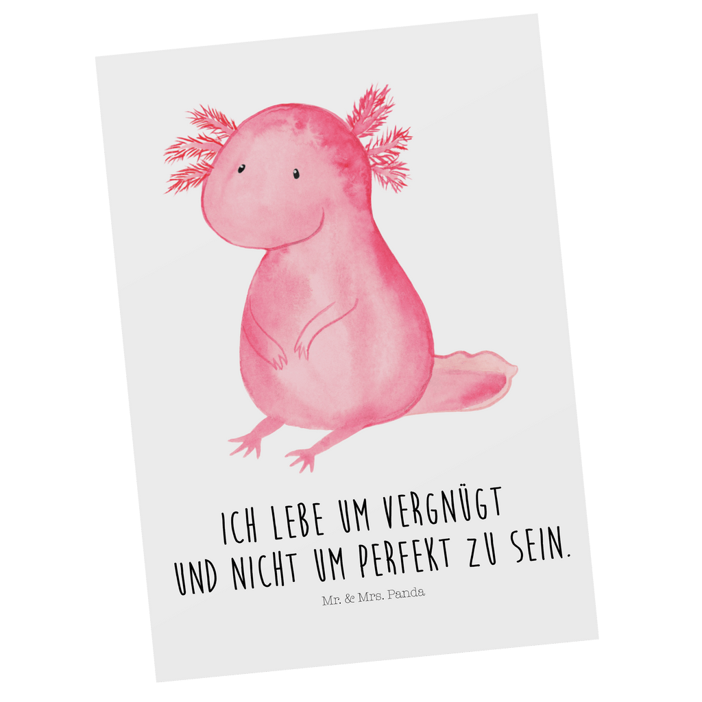 Postkarte Axolotl Geschenkkarte, Grußkarte, Karte, Einladung, Ansichtskarte, Geburtstagskarte, Einladungskarte, Axolotl, Molch, Axolot, vergnügt, fröhlich, zufrieden, Lebensstil, Weisheit, Lebensweisheit, Liebe, Freundin