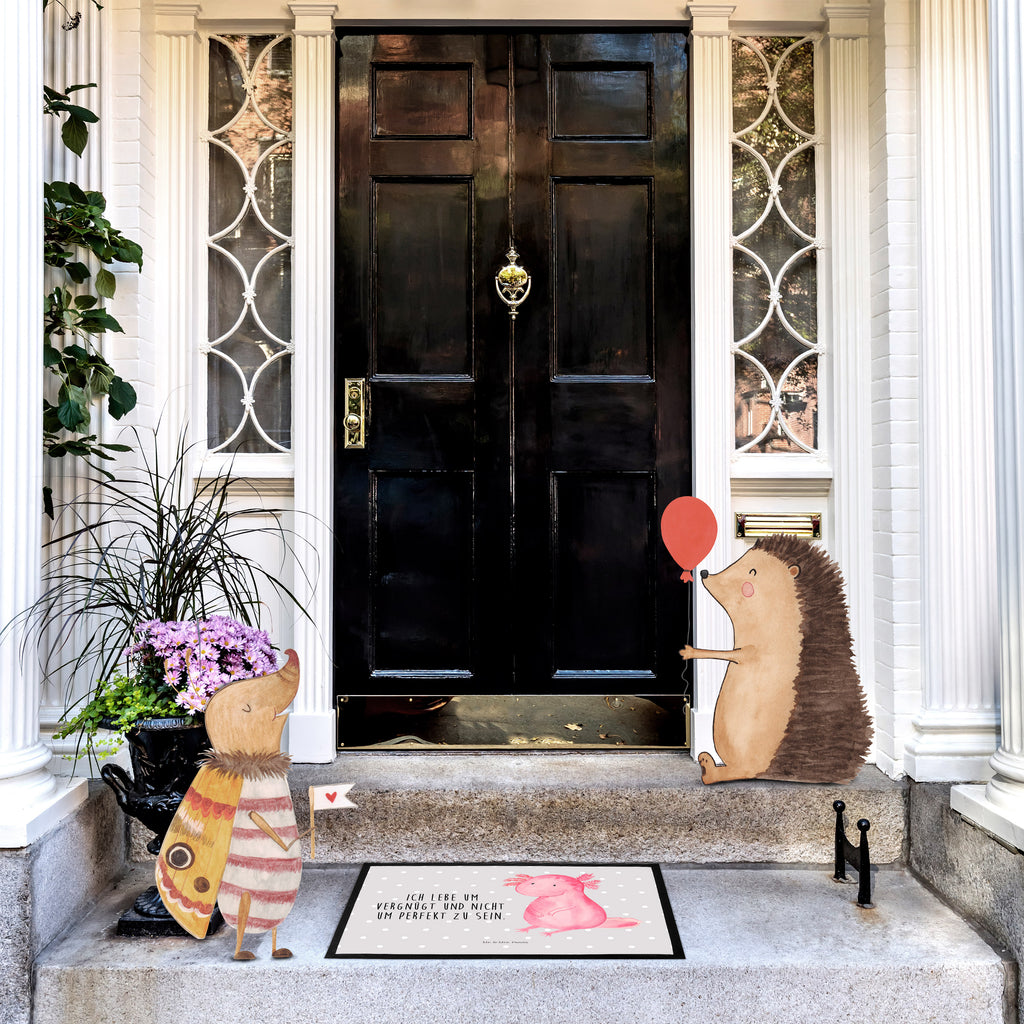 Fußmatte Axolotl Axolotl, Axolot, vergnügt, fröhlich, zufrieden, Lebensstil, Weisheit, Lebensweisheit, Liebe, Freundin Türvorleger, Schmutzmatte, Fußabtreter, Matte, Schmutzfänger, Fußabstreifer, Schmutzfangmatte, Türmatte, Motivfußmatte,  Haustürmatte, Vorleger  Axolotl, Molch