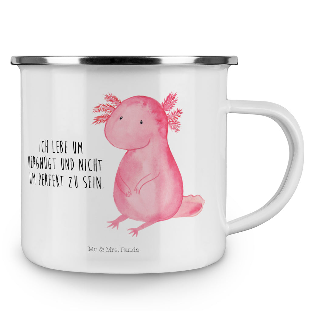 Camping Emaille Tasse Axolotl Campingtasse, Trinkbecher, Metalltasse, Outdoor Tasse, Emaille Trinkbecher, Blechtasse Outdoor, Emaille Campingbecher, Edelstahl Trinkbecher, Metalltasse für Camping, Kaffee Blechtasse, Camping Tasse Metall, Axolotl, Molch, Axolot, vergnügt, fröhlich, zufrieden, Lebensstil, Weisheit, Lebensweisheit, Liebe, Freundin