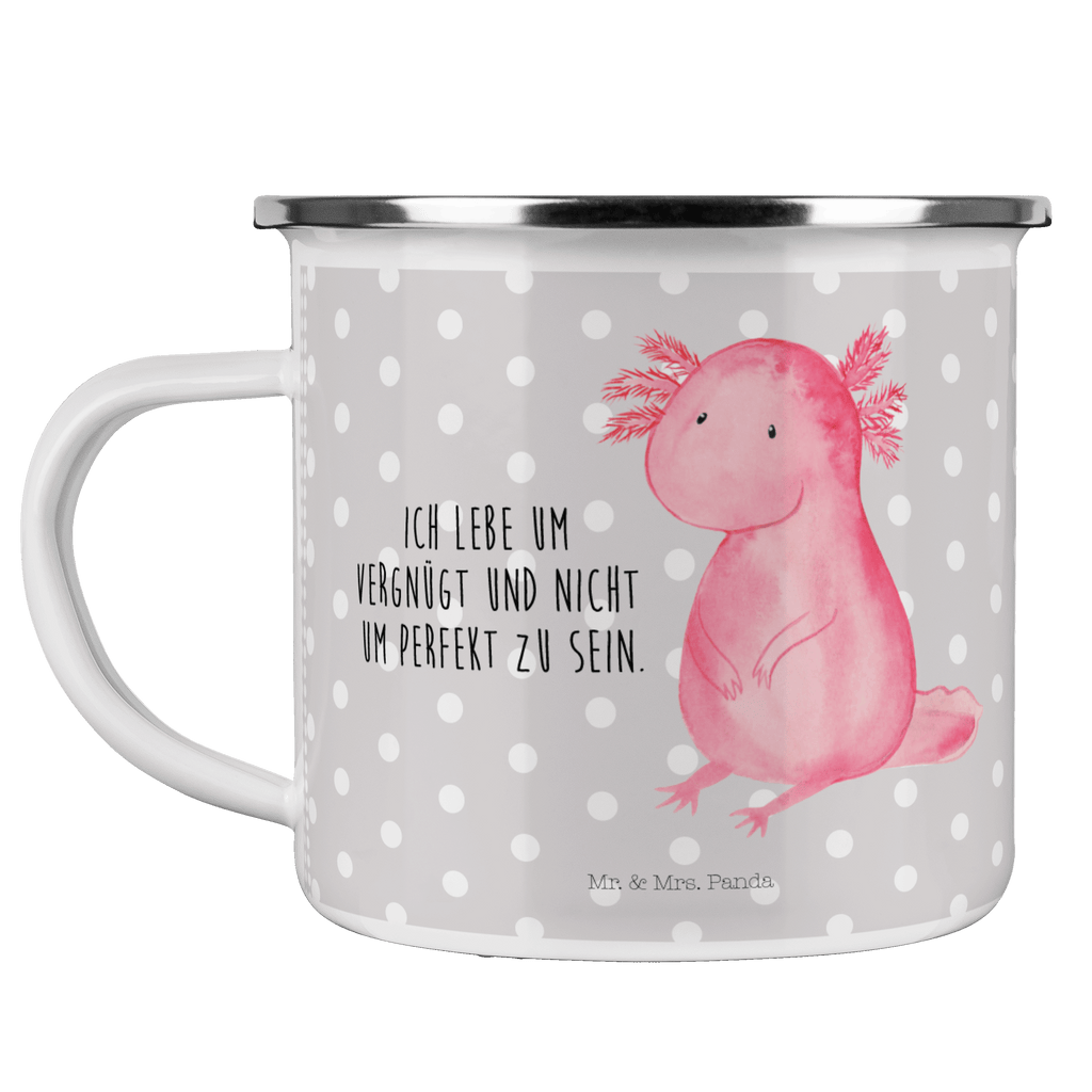 Camping Emaille Tasse Axolotl Campingtasse, Trinkbecher, Metalltasse, Outdoor Tasse, Emaille Trinkbecher, Blechtasse Outdoor, Emaille Campingbecher, Edelstahl Trinkbecher, Metalltasse für Camping, Kaffee Blechtasse, Camping Tasse Metall, Axolotl, Molch, Axolot, vergnügt, fröhlich, zufrieden, Lebensstil, Weisheit, Lebensweisheit, Liebe, Freundin