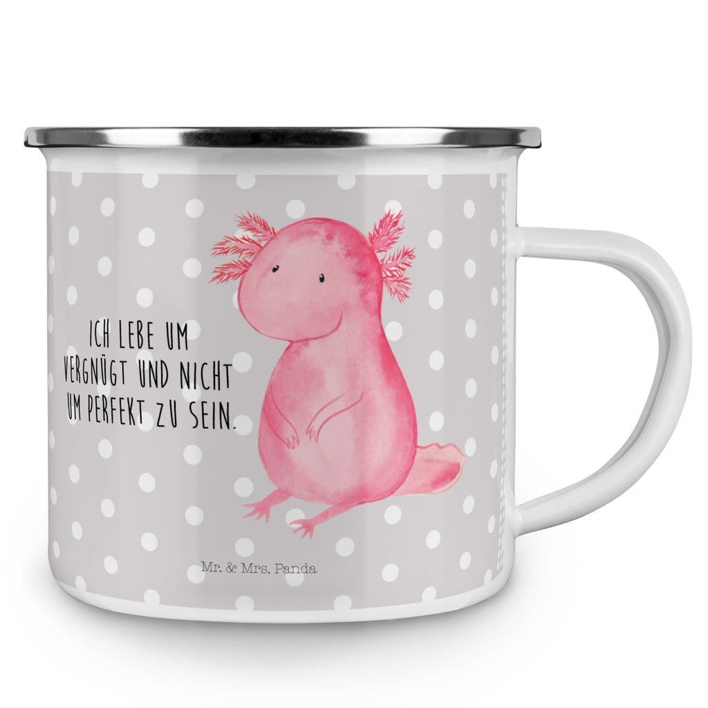 Camping Emaille Tasse Axolotl Campingtasse, Trinkbecher, Metalltasse, Outdoor Tasse, Emaille Trinkbecher, Blechtasse Outdoor, Emaille Campingbecher, Edelstahl Trinkbecher, Metalltasse für Camping, Kaffee Blechtasse, Camping Tasse Metall, Axolotl, Molch, Axolot, vergnügt, fröhlich, zufrieden, Lebensstil, Weisheit, Lebensweisheit, Liebe, Freundin