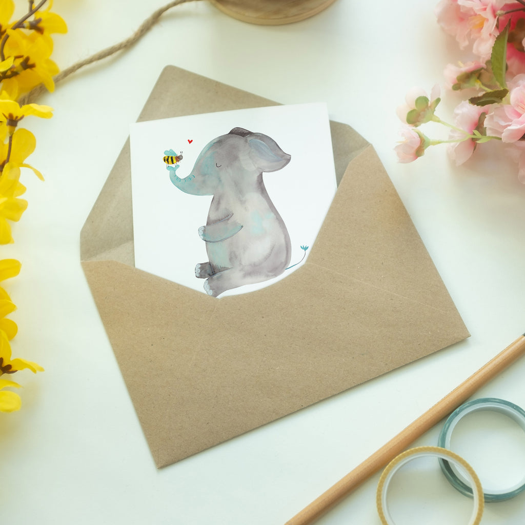 Grußkarte Elefant & Biene Klappkarte, Einladungskarte, Glückwunschkarte, Hochzeitskarte, Geburtstagskarte, Karte, Tiermotive, Gute Laune, lustige Sprüche, Tiere, Elefant, Biene, Liebe, Liebesbeweis, Jahrestag, Liebesgeschenk, Heiratsantrag, Hochzeitsgeschenk, Liebesspruch