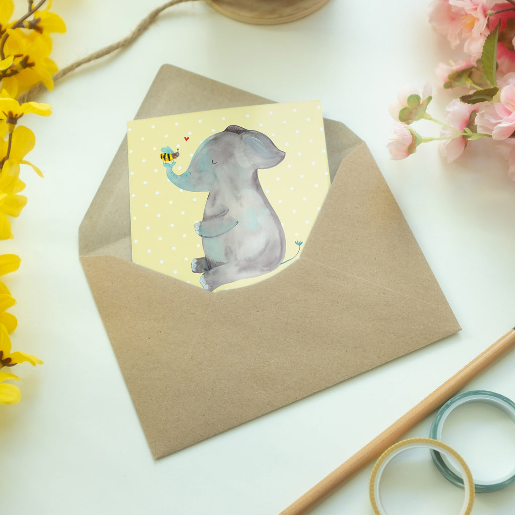 Grußkarte Elefant & Biene Klappkarte, Einladungskarte, Glückwunschkarte, Hochzeitskarte, Geburtstagskarte, Karte, Tiermotive, Gute Laune, lustige Sprüche, Tiere, Elefant, Biene, Liebe, Liebesbeweis, Jahrestag, Liebesgeschenk, Heiratsantrag, Hochzeitsgeschenk, Liebesspruch