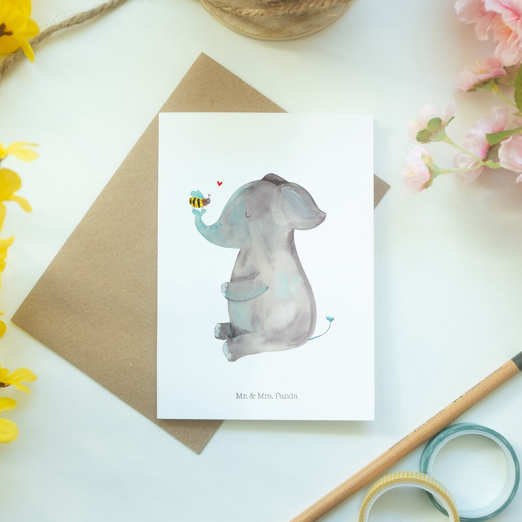 Grußkarte Elefant & Biene Klappkarte, Einladungskarte, Glückwunschkarte, Hochzeitskarte, Geburtstagskarte, Karte, Tiermotive, Gute Laune, lustige Sprüche, Tiere, Elefant, Biene, Liebe, Liebesbeweis, Jahrestag, Liebesgeschenk, Heiratsantrag, Hochzeitsgeschenk, Liebesspruch