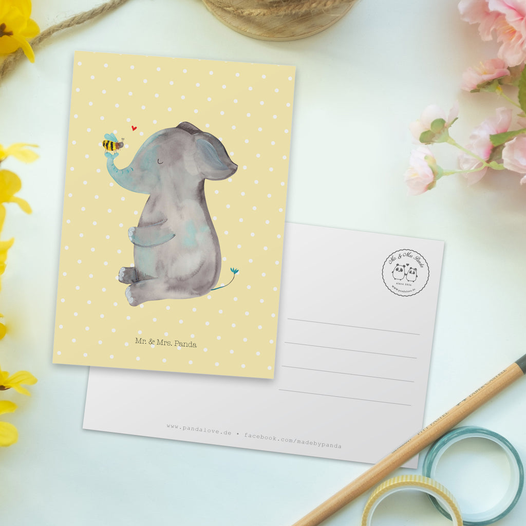 Postkarte Elefant & Biene Geschenkkarte, Grußkarte, Karte, Einladung, Ansichtskarte, Geburtstagskarte, Einladungskarte, Dankeskarte, Tiermotive, Gute Laune, lustige Sprüche, Tiere, Elefant, Biene, Liebe, Liebesbeweis, Jahrestag, Liebesgeschenk, Heiratsantrag, Hochzeitsgeschenk, Liebesspruch