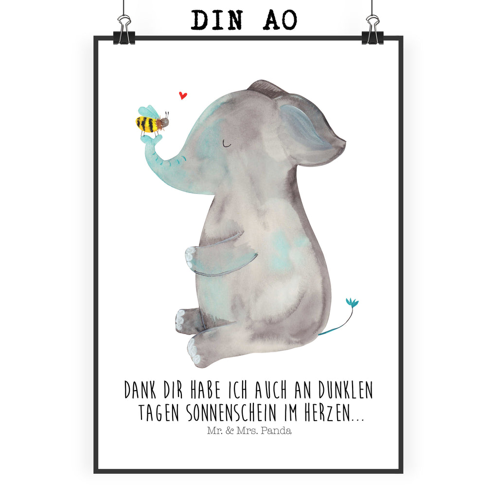 Poster Elefant & Biene Poster, Wandposter, Bild, Wanddeko, Küchenposter, Kinderposter, Wanddeko Bild, Raumdekoration, Wanddekoration, Handgemaltes Poster, Mr. & Mrs. Panda Poster, Designposter, Kunstdruck, Posterdruck, Tiermotive, Gute Laune, lustige Sprüche, Tiere, Elefant, Biene, Liebe, Liebesbeweis, Jahrestag, Liebesgeschenk, Heiratsantrag, Hochzeitsgeschenk, Liebesspruch