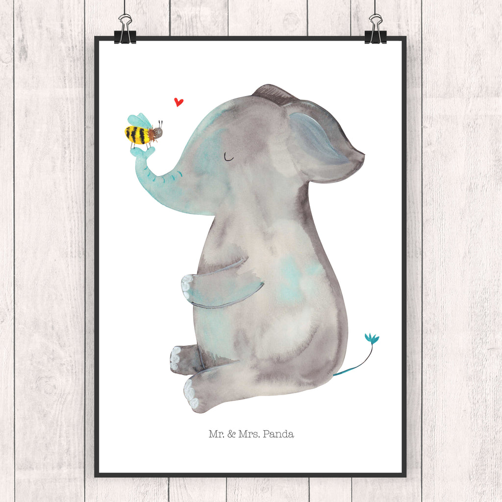 Poster Elefant & Biene Poster, Wandposter, Bild, Wanddeko, Küchenposter, Kinderposter, Wanddeko Bild, Raumdekoration, Wanddekoration, Handgemaltes Poster, Mr. & Mrs. Panda Poster, Designposter, Kunstdruck, Posterdruck, Tiermotive, Gute Laune, lustige Sprüche, Tiere, Elefant, Biene, Liebe, Liebesbeweis, Jahrestag, Liebesgeschenk, Heiratsantrag, Hochzeitsgeschenk, Liebesspruch