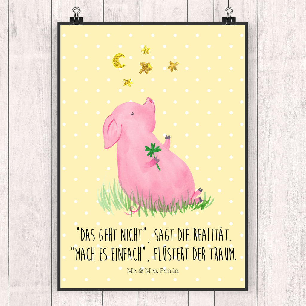 Poster Glücksschwein Poster, Wandposter, Bild, Wanddeko, Küchenposter, Kinderposter, Wanddeko Bild, Raumdekoration, Wanddekoration, Handgemaltes Poster, Mr. & Mrs. Panda Poster, Designposter, Kunstdruck, Posterdruck, Tiermotive, Gute Laune, lustige Sprüche, Tiere, Glücksschwein. Glück, Schwein, Schweinchen, Sterne, Sernchen, Ziele, Träume, Motivation, Glücksbringer