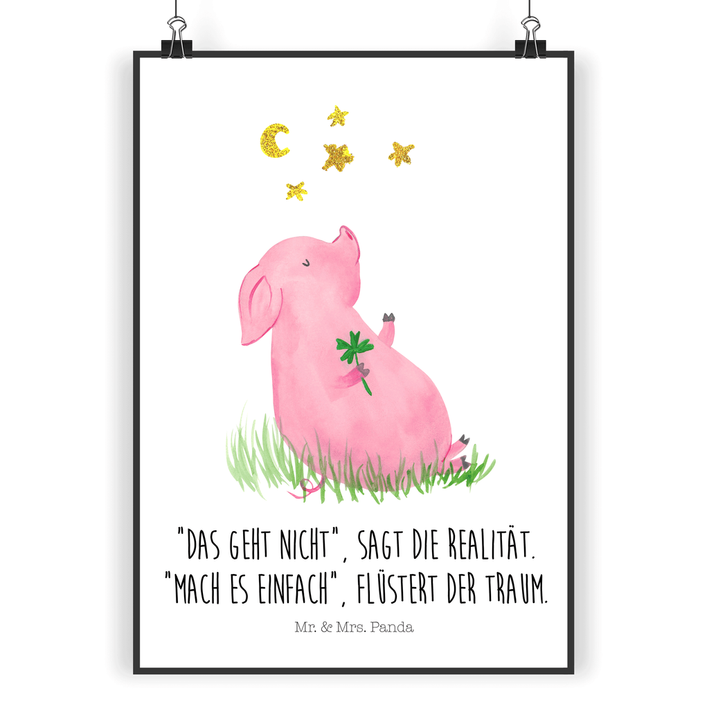 Poster Glücksschwein Poster, Wandposter, Bild, Wanddeko, Küchenposter, Kinderposter, Wanddeko Bild, Raumdekoration, Wanddekoration, Handgemaltes Poster, Mr. & Mrs. Panda Poster, Designposter, Kunstdruck, Posterdruck, Tiermotive, Gute Laune, lustige Sprüche, Tiere, Glücksschwein. Glück, Schwein, Schweinchen, Sterne, Sernchen, Ziele, Träume, Motivation, Glücksbringer
